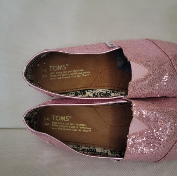*YOUTH TOMS PINK SPARKLE FLATS SHOES (sz - Youth 3) - Picture 4 of 7
